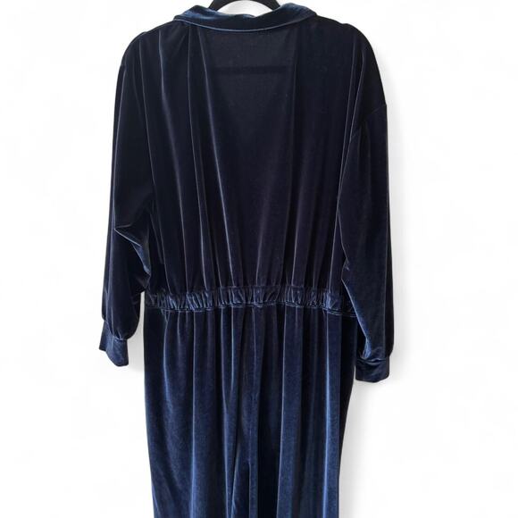 Navy Velour Zip Front Jumpsuit Loungewear One Piece XXL - Picture 5 of 7